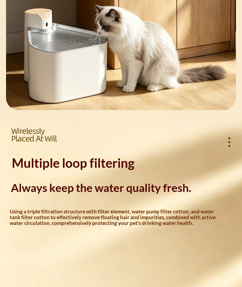 Smart Sensor Wireless Circulating Filtered Pet Water Fountain