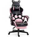 Cute Cat Gaming Chair with Paw Lumbar Cushion
