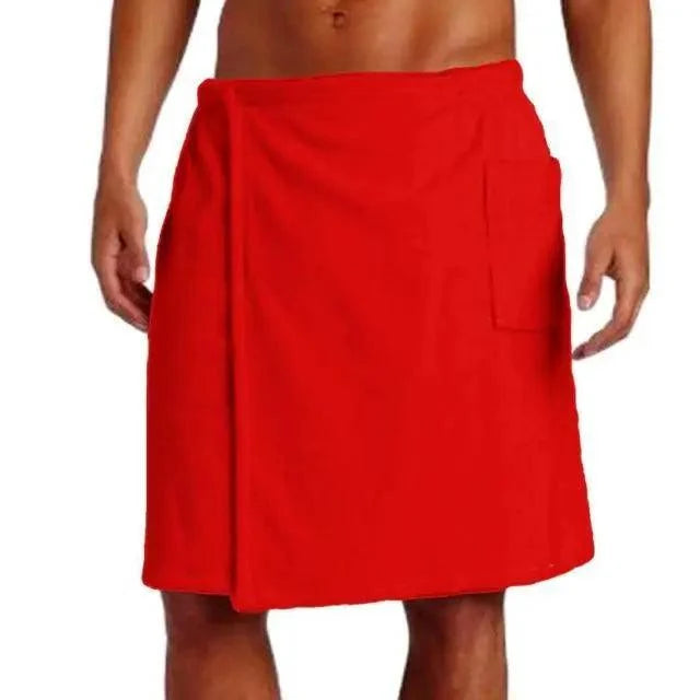Men Plush Fleece Wrap Spa Gym Bath Wrap Solid Color Classy Design Bathrobes With Pocket Trendy Men's Bath Wrap