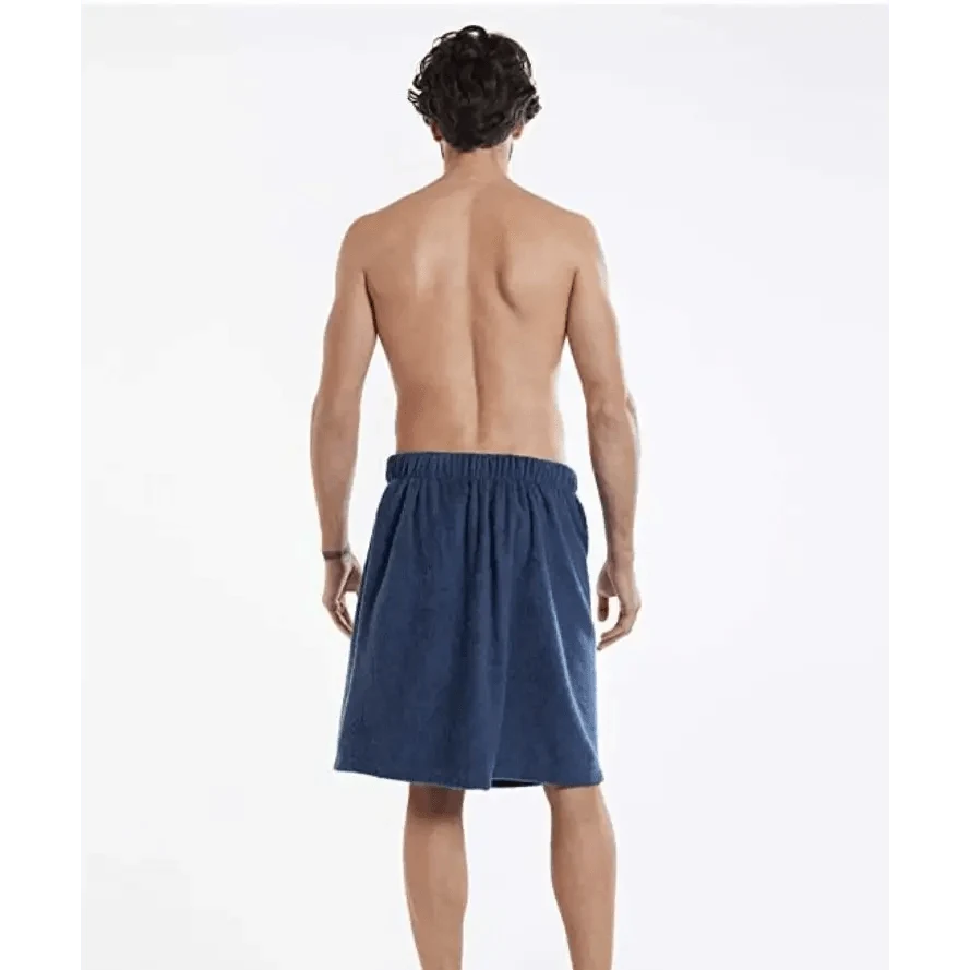 Men Plush Fleece Wrap Spa Gym Bath Wrap Solid Color Classy Design Bathrobes With Pocket Trendy Men's Bath Wrap
